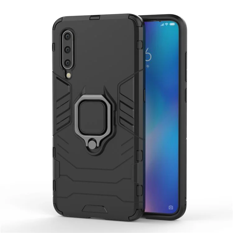 Cool Guard Ring Hoter Kickstand PC TPU Hybrid Case Pour Xiaomi Mi 9 - le Noir