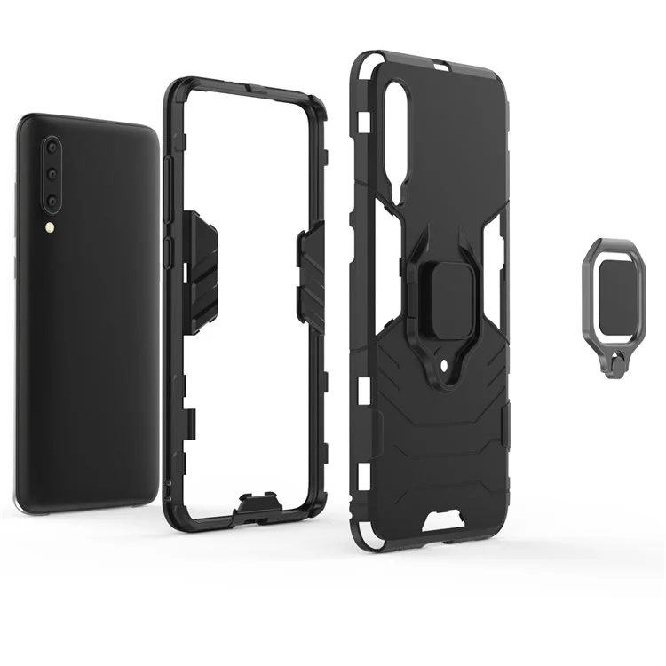 Cool Guard Ring Holder Kickstand PC TPU Hybrid Case for Xiaomi Mi 9 - Black