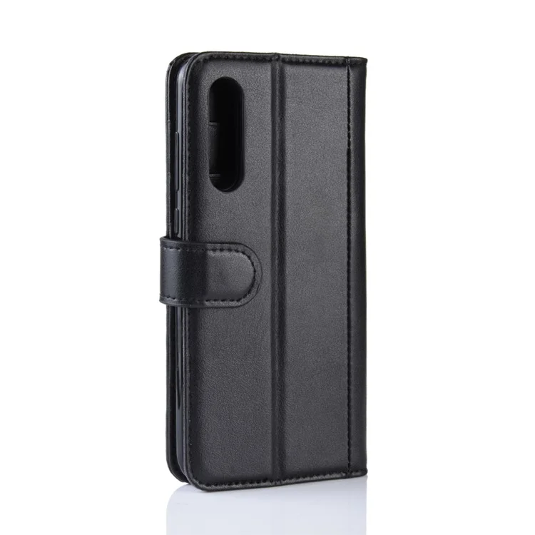 For Xiaomi Mi 9 / Mi 9 Explore Phone Cases Genuine Split Leather Wallet Mobile Cover Stand - Black