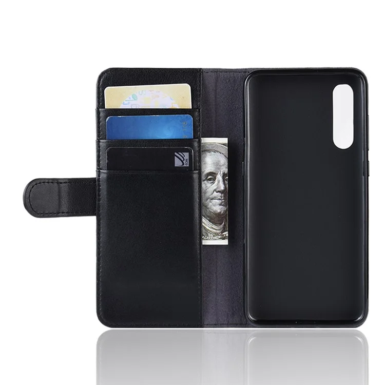 For Xiaomi Mi 9 / Mi 9 Explore Phone Cases Genuine Split Leather Wallet Mobile Cover Stand - Black