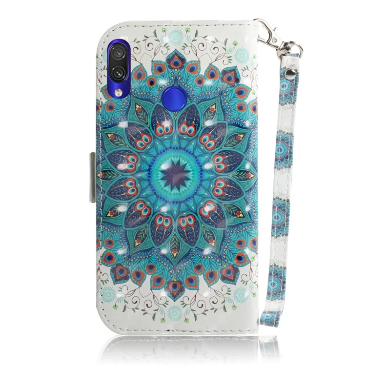 Motif Imprimerie Claire Décor Décor de Portefeuille en Cuir Pour Xiaomi Redmi Note 7s / Remarque 7 / Note 7 Pro (inde) - Fleur Bleue