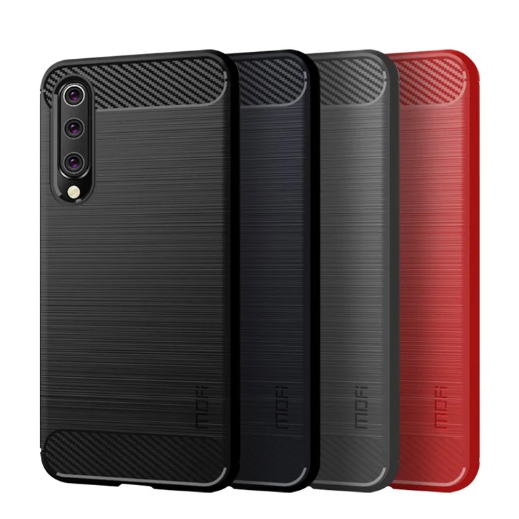 Textura de Fibra de Carbono MOFI Cubierta TPU Para Xiaomi Mi 9 SE - Negro