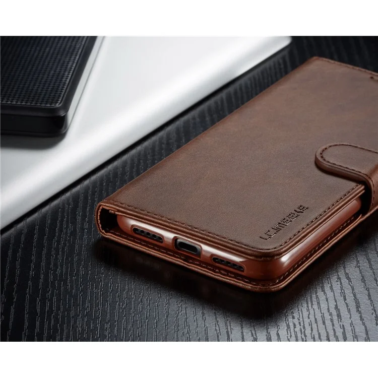 LC.IMEEKE Leather Wallet Stand Case for Xiaomi Redmi Note 7S / Note 7 / Note 7 Pro (India) - Coffee