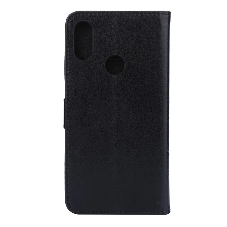 Empreinte Butterfly Flower en Cuir Portefeuille Pour Xiaomi Redmi Note 7s / Remarque 7 / Note 7 Pro (inde) - le Noir