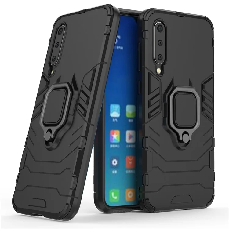 Finger Ring Kickstand PC + Custodia Ibrida TPU Per Xiaomi Mi 9 SE - Nero