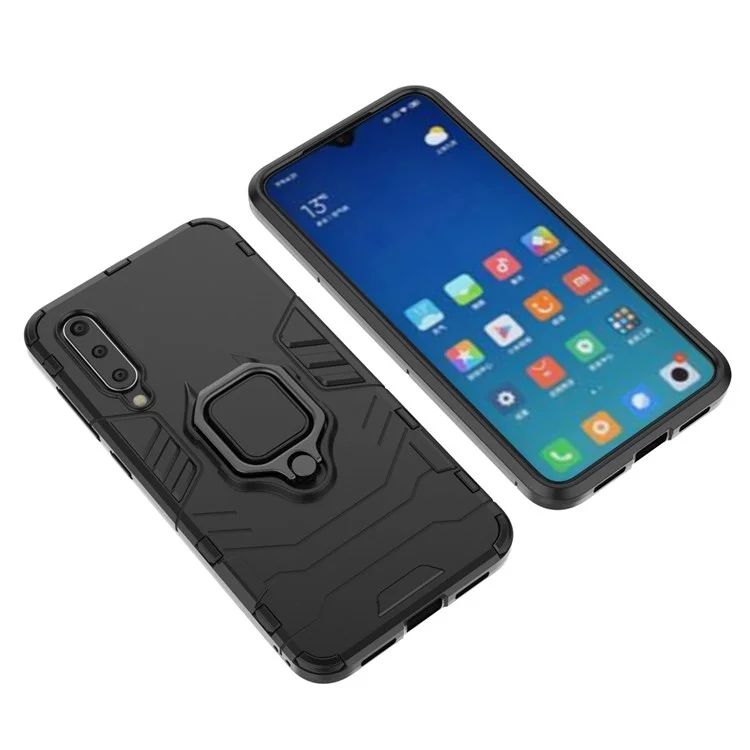 Finger Ring Kickstand PC + Custodia Ibrida TPU Per Xiaomi Mi 9 SE - Nero