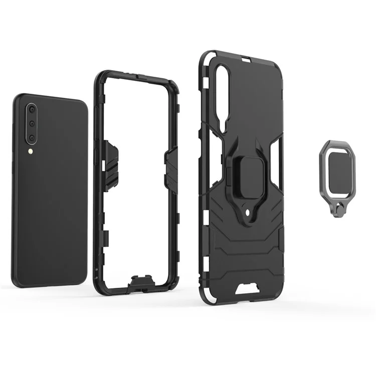 Finger Ring Kickstand PC + Custodia Ibrida TPU Per Xiaomi Mi 9 SE - Nero