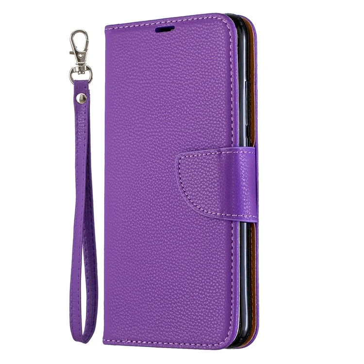 Custodia Portafoglio Litchi Con Custodia In Pelle Con Cinturino Per Xiaomi Redmi Note 7 / Note 7 Pro (india) - Viola