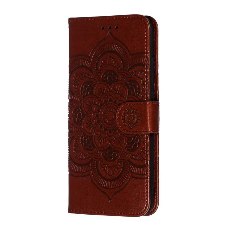 For Xiaomi Redmi Note 7S / Note 7/Note 7 Pro (India) Imprint Mandala Flower Leather Wallet Cover Phone Case - Brown