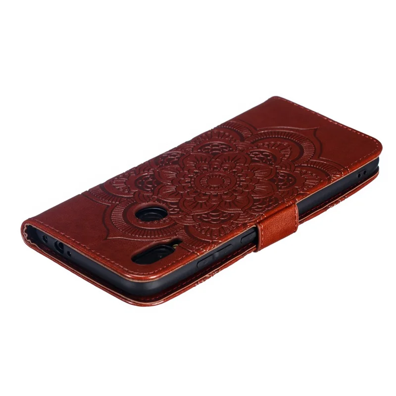 For Xiaomi Redmi Note 7S / Note 7/Note 7 Pro (India) Imprint Mandala Flower Leather Wallet Cover Phone Case - Brown