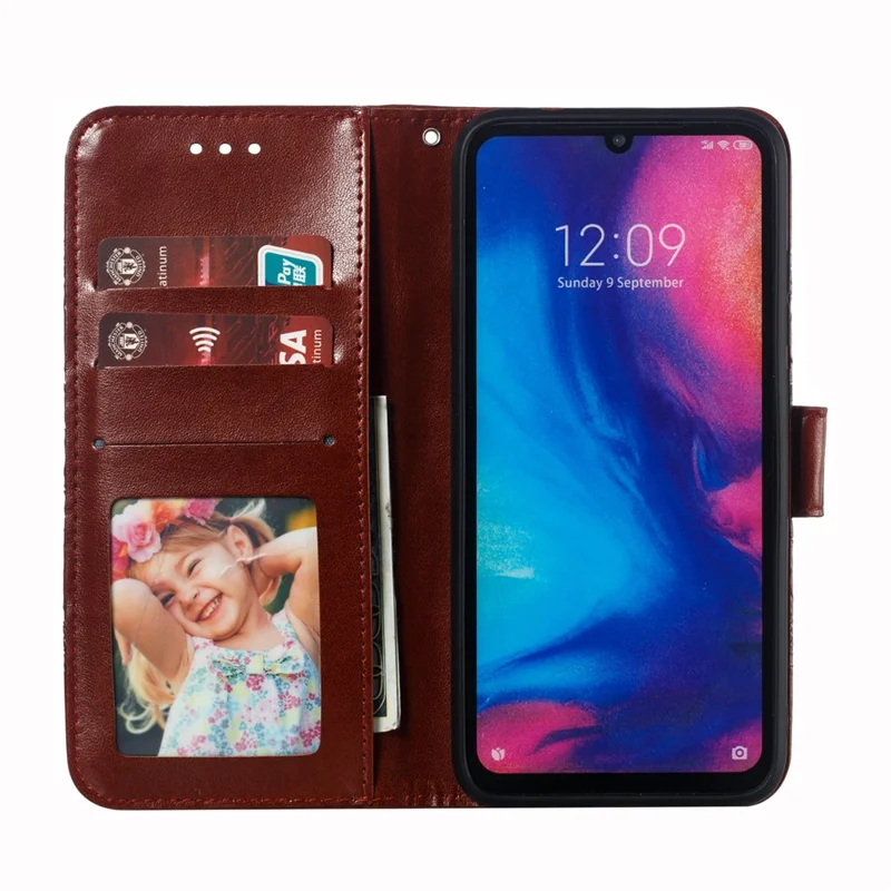 For Xiaomi Redmi Note 7S / Note 7/Note 7 Pro (India) Imprint Mandala Flower Leather Wallet Cover Phone Case - Brown