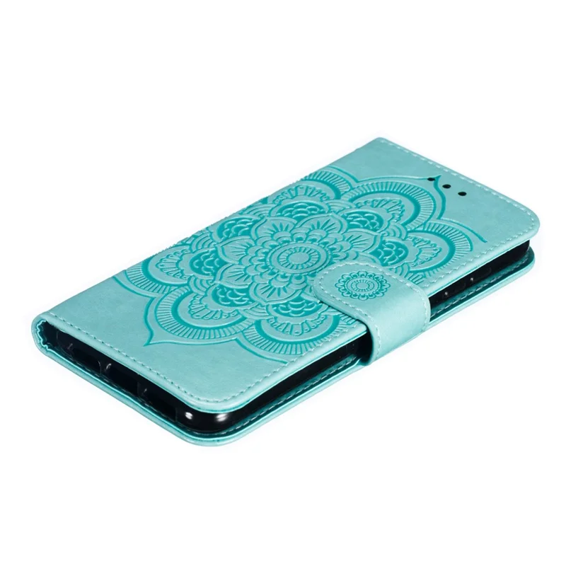 Futerał z nadrukiem mandali kwiatowej na telefon Xiaomi Mi 9 SE z portfelikiem z kieszenią na zdjęcie - zielony