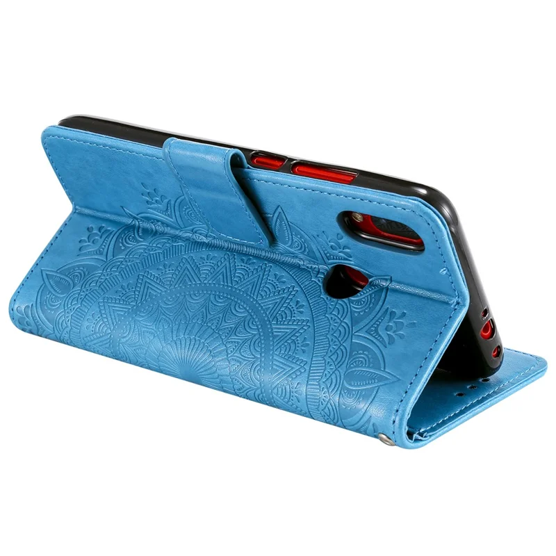 Imprint Mandala Pattern Wallet Stand Leather Flip Case for Xiaomi Redmi Note 7S / Note 7 / Note 7 Pro (India) - Blue