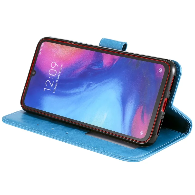 Imprint Mandala Pattern Wallet Stand Leather Flip Case for Xiaomi Redmi Note 7S / Note 7 / Note 7 Pro (India) - Blue