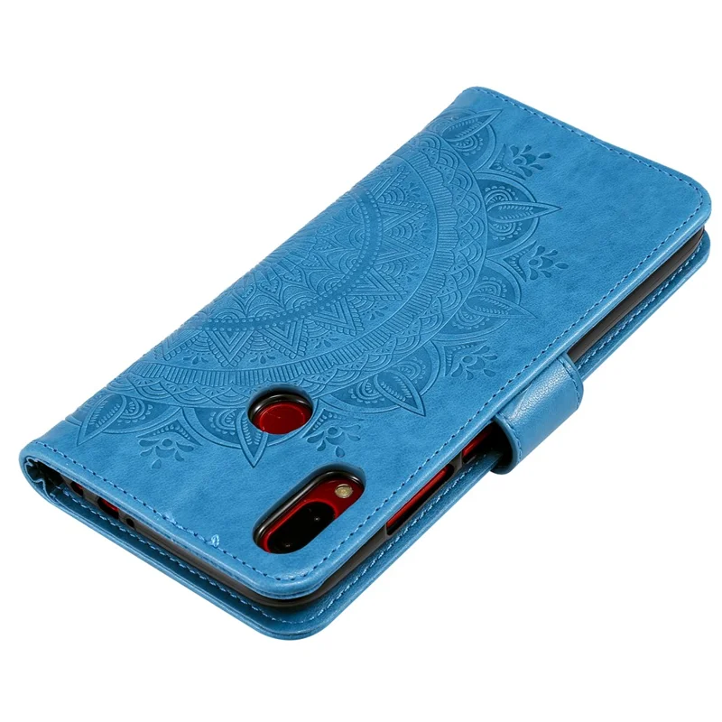 Imprint Mandala Pattern Wallet Stand Leather Flip Case for Xiaomi Redmi Note 7S / Note 7 / Note 7 Pro (India) - Blue