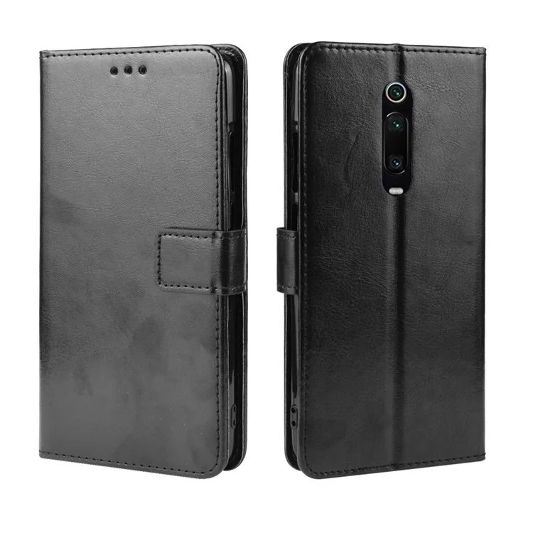 Crazy Horse en Cuir en Cuir Pour Xiaomi Redmi K20 / mi 9T / Redmi K20 Pro / Mi 9t Pro - le Noir