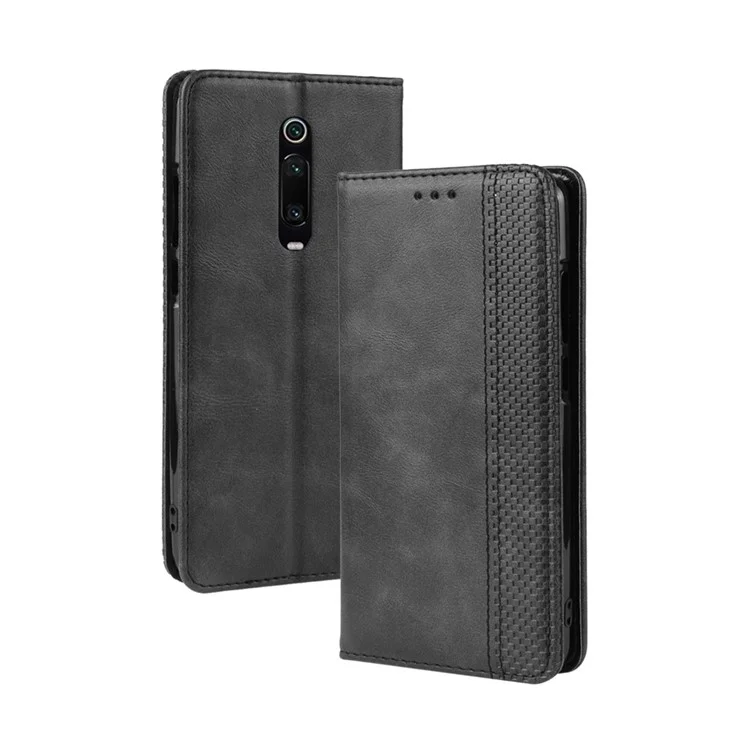 Vintage Style Leather Wallet Case for Xiaomi Redmi K20 / Mi 9T / Redmi K20 Pro / Mi 9T Pro - Black