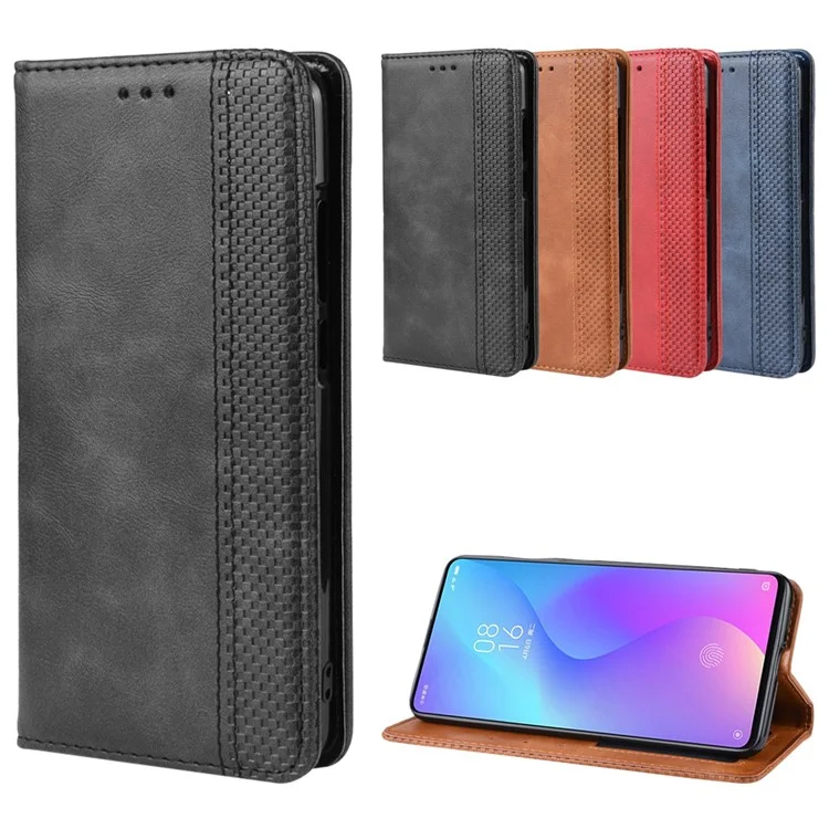 Étui de Portefeuille en Cuir de Style Vintage Pour Xiaomi Redmi K20 / mi 9T / Redmi K20 Pro / Mi 9t Pro - le Noir