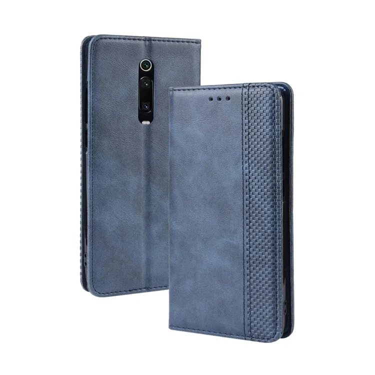 Vintage Style Leather Wallet Case for Xiaomi Redmi K20 / Mi 9T / Redmi K20 Pro / Mi 9T Pro - Blue