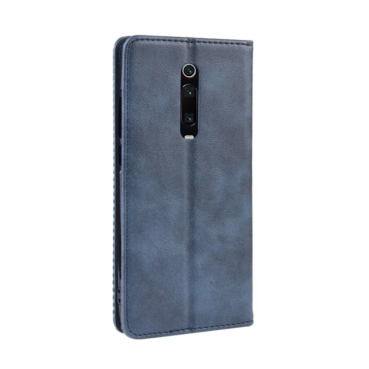 Caixa de Carteira de Couro de Estilo Vintage Para Xiaomi Redmi K20 / Mi 9t / Redmi K20 Pro / Mi 9T Pro - Azul