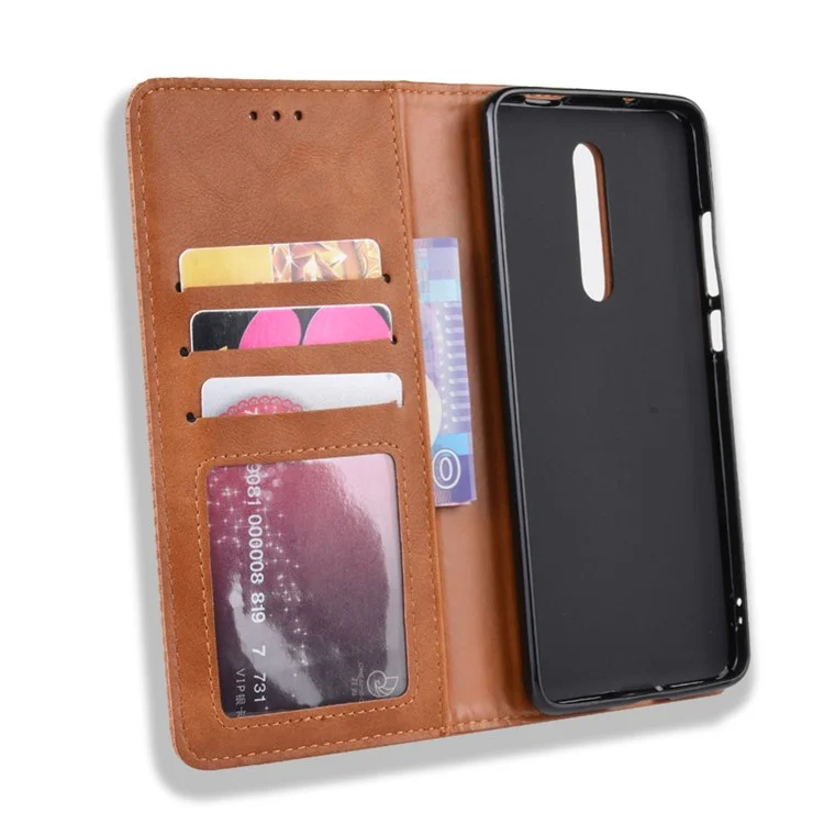 Vintage Style Leather Wallet Case for Xiaomi Redmi K20 / Mi 9T / Redmi K20 Pro / Mi 9T Pro - Brown