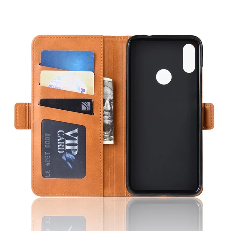 Dual-clasp Leather Wallet Stand Phone Case Cover for Xiaomi Redmi Note 7 / Note 7 Pro (India) / Note 7S - Light Brown