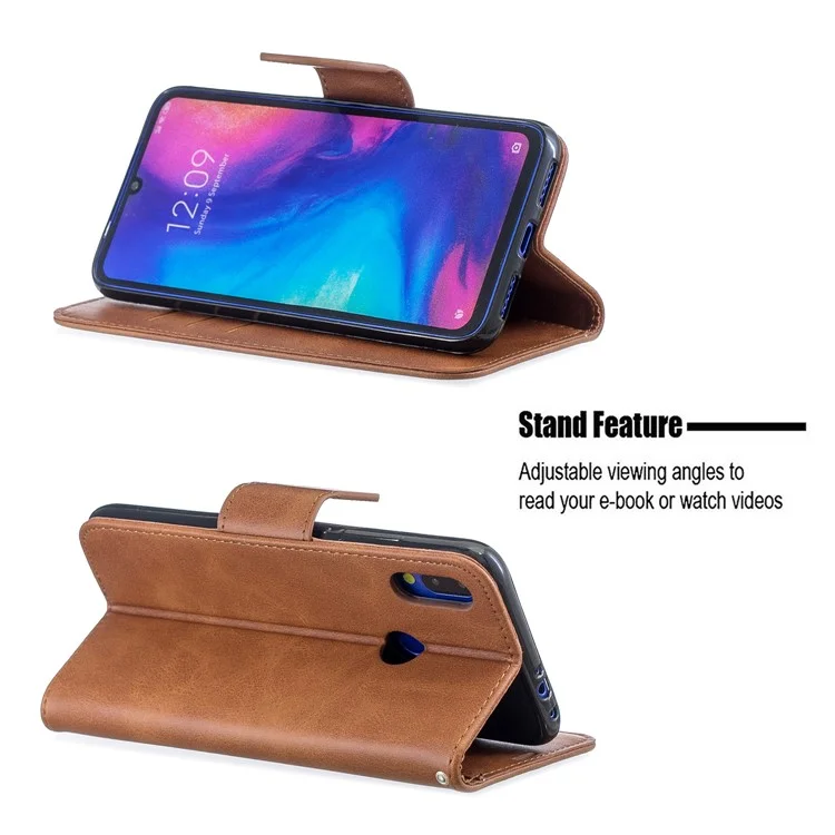 Couverture de Téléphone en Cuir PU Pour Xiaomi Redmi Note 7 / Note 7 Pro (inde) / Note 7s - Brun