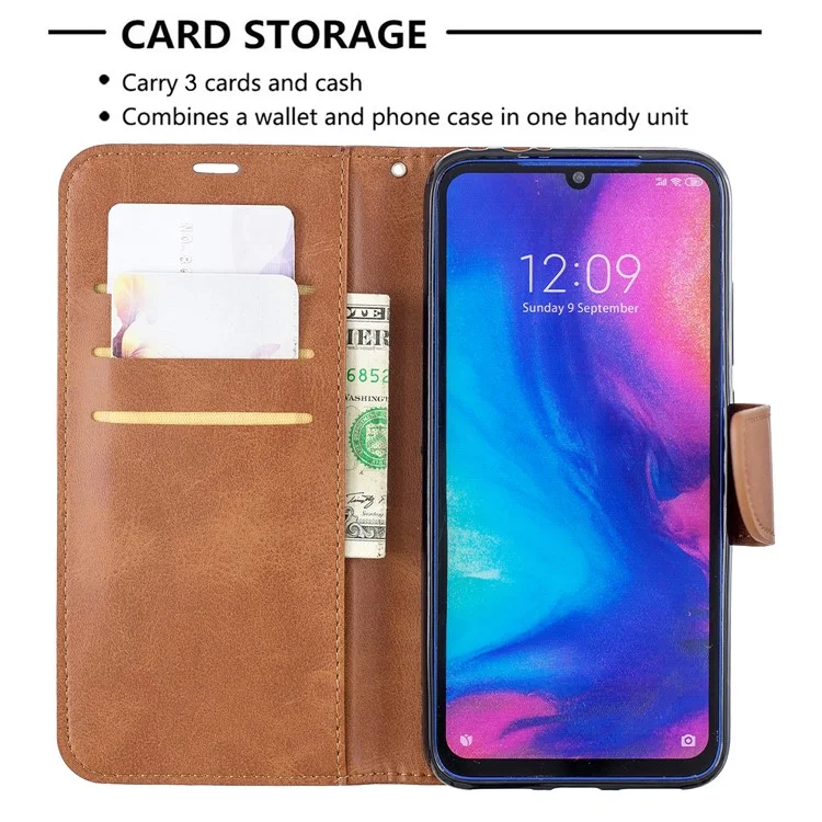 Couverture de Téléphone en Cuir PU Pour Xiaomi Redmi Note 7 / Note 7 Pro (inde) / Note 7s - Brun