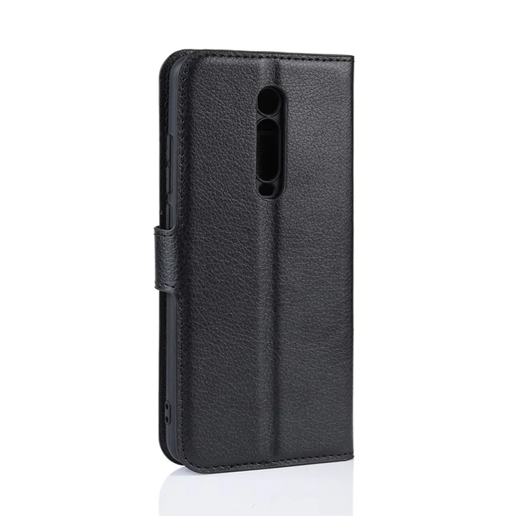 Litchi Skin Leder Telefonabdeckung Für Redmi K20 / K20 Pro / Mi 9t / Mi 9t Pro - Schwarz