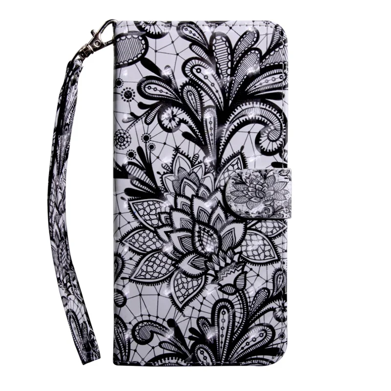 Light Spot Decor Leather Wallet Phone Case Cover for Xiaomi Redmi Note 7 / Note 7S / Note 7 Pro (India) - Lace Flower