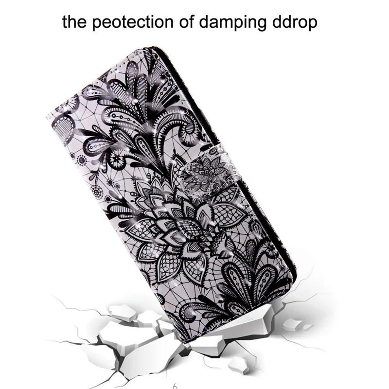Light Spot Decor Leather Wallet Phone Case Cover for Xiaomi Redmi Note 7 / Note 7S / Note 7 Pro (India) - Lace Flower