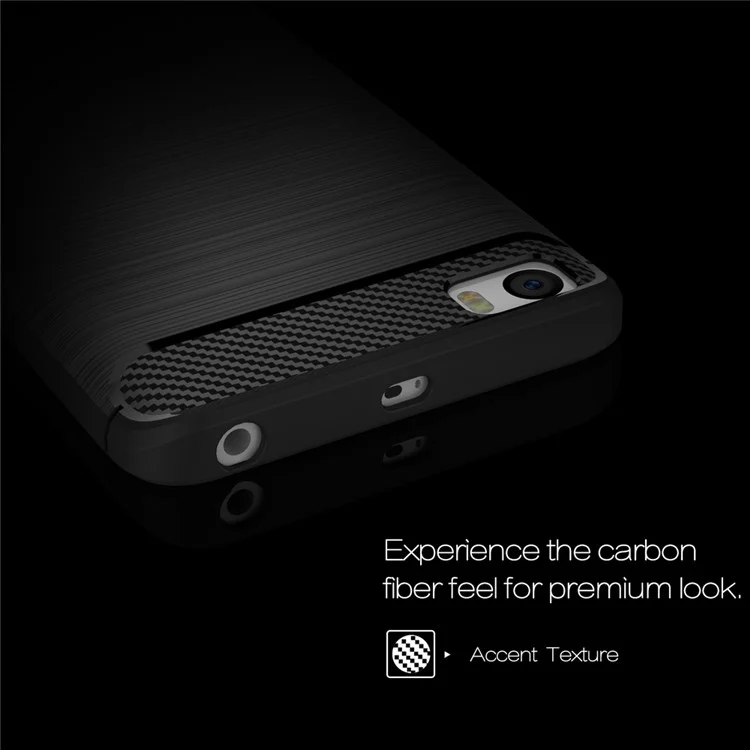 Brushed Carbon Fiber TPU Back Phone Case for Xiaomi Mi 5 - Black