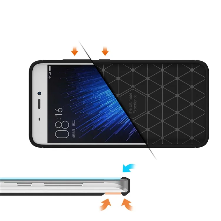 Brushed Carbon Fiber TPU Back Phone Case for Xiaomi Mi 5 - Black