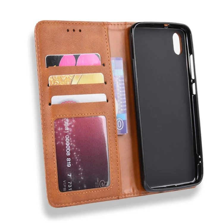 Vintage Style PU Leather Wallet Phone Cover for Xiaomi Redmi 7A - Brown