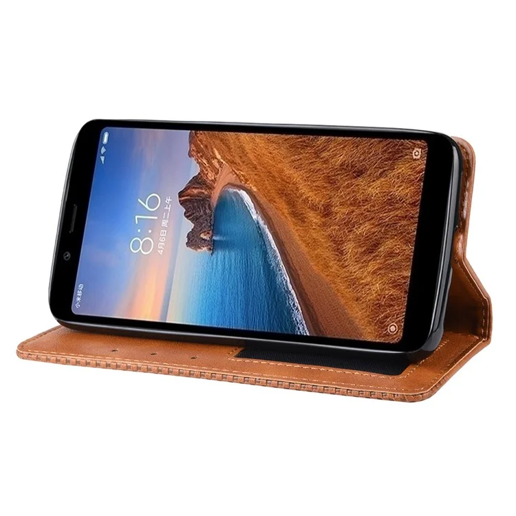 Vintage Style PU Leather Wallet Phone Cover for Xiaomi Redmi 7A - Brown