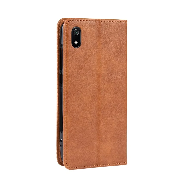 Vintage Style PU Leather Wallet Phone Cover for Xiaomi Redmi 7A - Brown