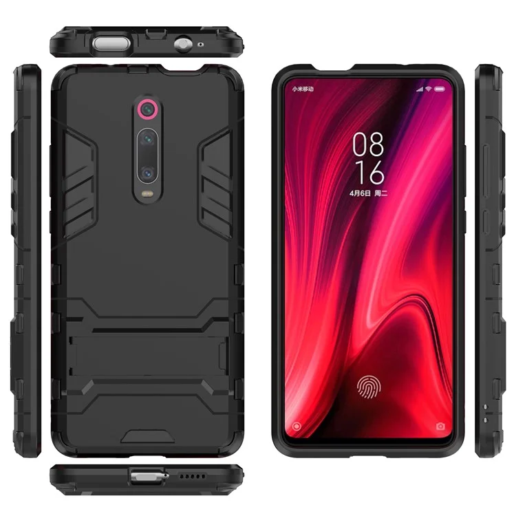 Plástico+tpu Hybrid Phone Shell Com Kickstand Para Xiaomi Redmi K20 / K20 Pro / Mi 9t / Mi 9T Pro - Preto