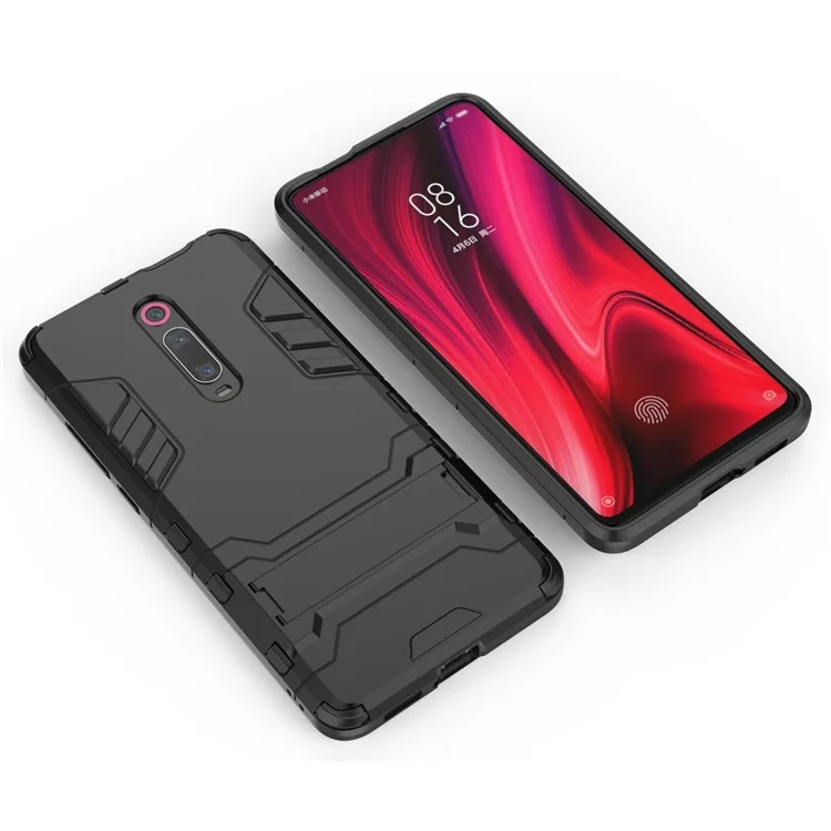 Plástico+tpu Híbrido Concha de Teléfono Con Papel de Patada Para Xiaomi Redmi K20 / K20 Pro / Mi 9t / Mi 9t Pro - Negro