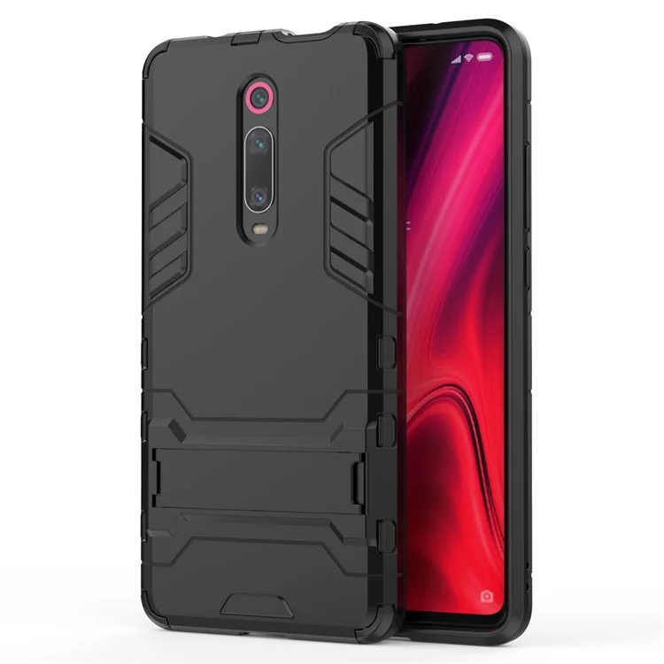 Plastique + Coquille de Téléphone Hybride Tpu Avec Tenue Pour Xiaomi Redmi K20 / K20 Pro / mi 9T / Mi 9t Pro - le Noir