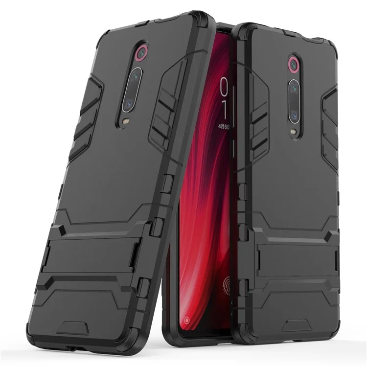 Plástico+tpu Hybrid Phone Shell Com Kickstand Para Xiaomi Redmi K20 / K20 Pro / Mi 9t / Mi 9T Pro - Preto