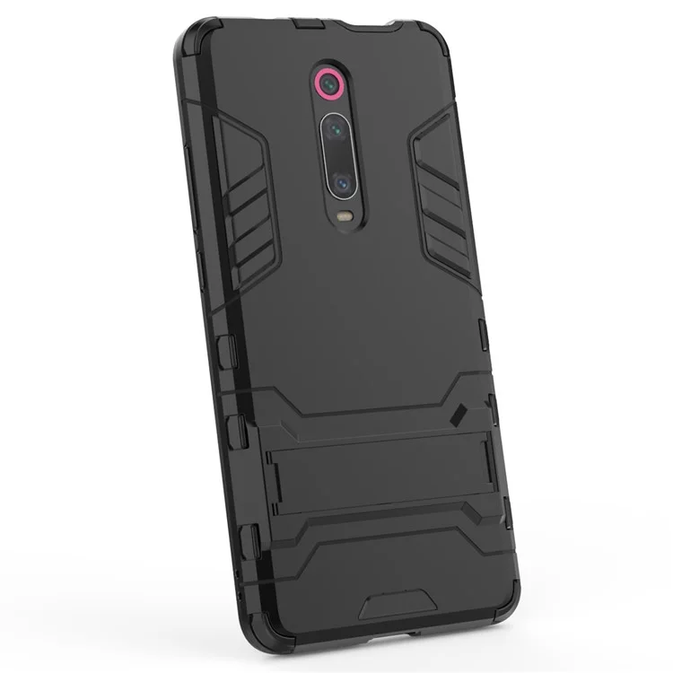 Plástico+tpu Híbrido Concha de Teléfono Con Papel de Patada Para Xiaomi Redmi K20 / K20 Pro / Mi 9t / Mi 9t Pro - Negro