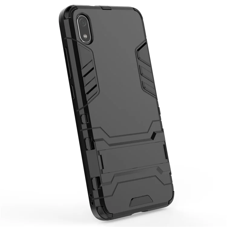 Kunststoff + TPU Hybrid -telefonschale Mit Kickstand Für Xiaomi Redmi 7A - Schwarz