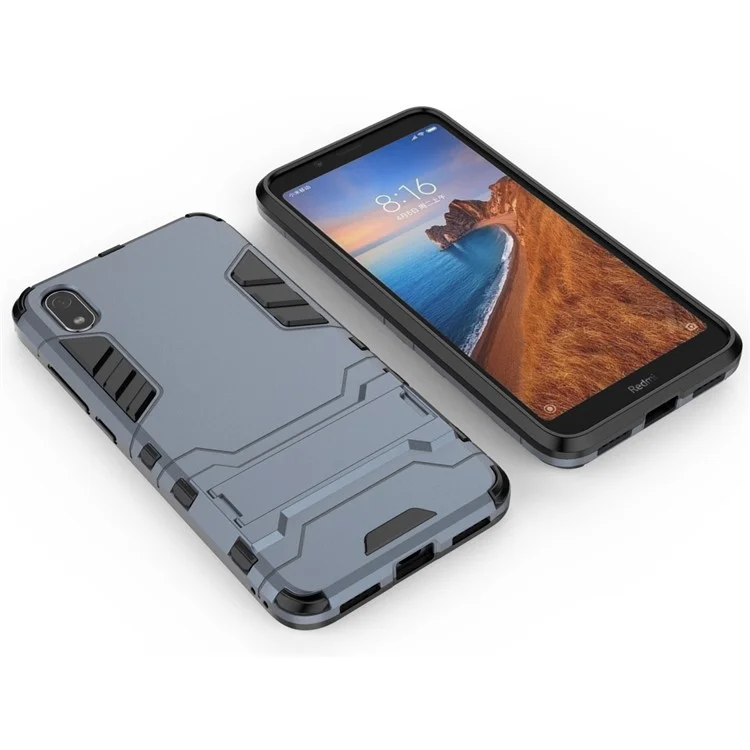 Plastic + TPU Hybrid Phone Shell with Kickstand for Xiaomi Redmi 7A - Dark Blue
