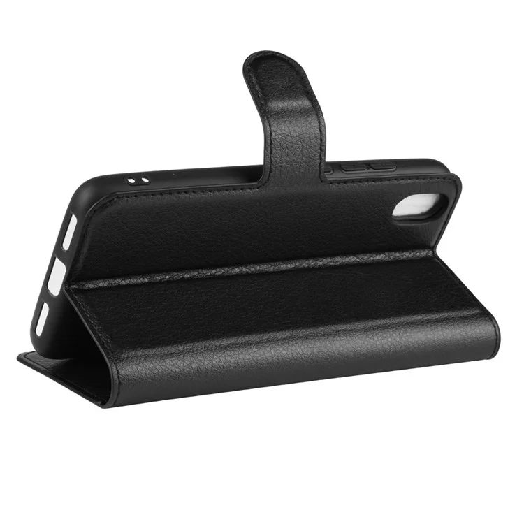 Litchi Textur Brieftasche PU Leder Stand Telefongehäuse Für Xiaomi Redmi 7a - Schwarz