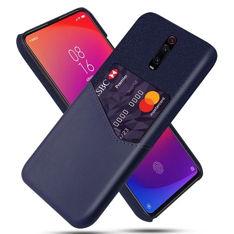 KSQ PC + PU + Cloth Hybrid Phone Back Cover Case mit Kartenfach für Xiaomi Redmi K20 / Mi 9T / Redmi K20 Pro / Mi 9T Pro - Blau