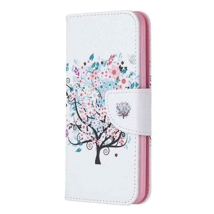 Estilo de Impresión PU Cuero Flip Stand Case de Teléfono Para Xiaomi Redmi 7a - Árbol de Flores