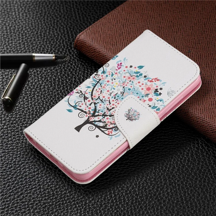 Druckstil PU-Leder-Flip-Stand-Handyhülle für Xiaomi Redmi 7A - Blumiger Baum