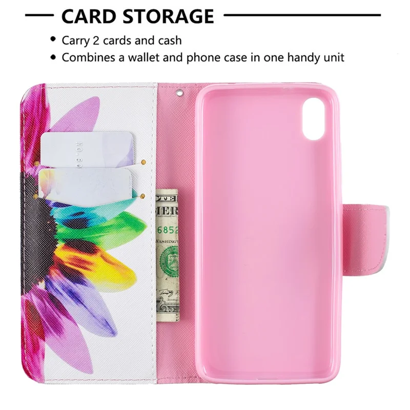 Printing Style PU Leather Flip Stand Phone Case for Xiaomi Redmi 7A - Petals Pattern