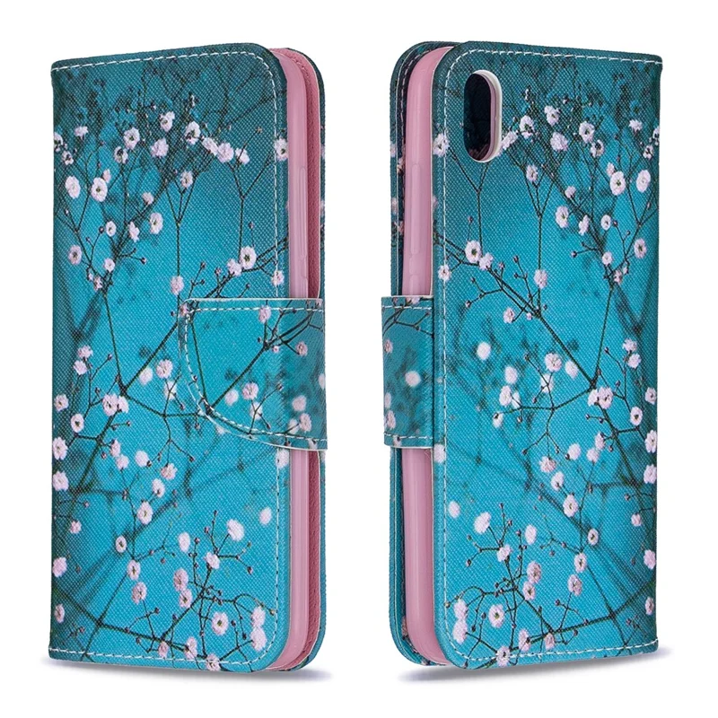 Printing Style PU Leather Flip Stand Phone Case for Xiaomi Redmi 7A - Tree with Flowers