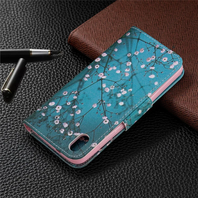 Printing Style PU Leather Flip Stand Phone Case for Xiaomi Redmi 7A - Tree with Flowers